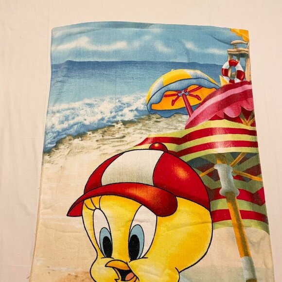 Vintage Tweety Bird Beach Towel 56.5 x 29.5 Inch Flaws - Picture 3 of 16
